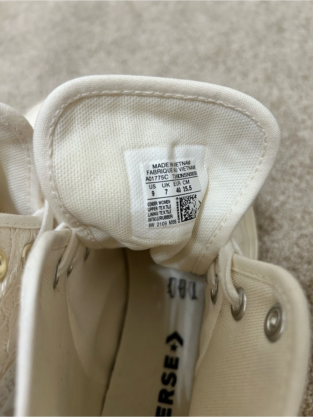 Converse chuck taylor all star lace in cream/egret gold bridal like new - Picture 13 of 14